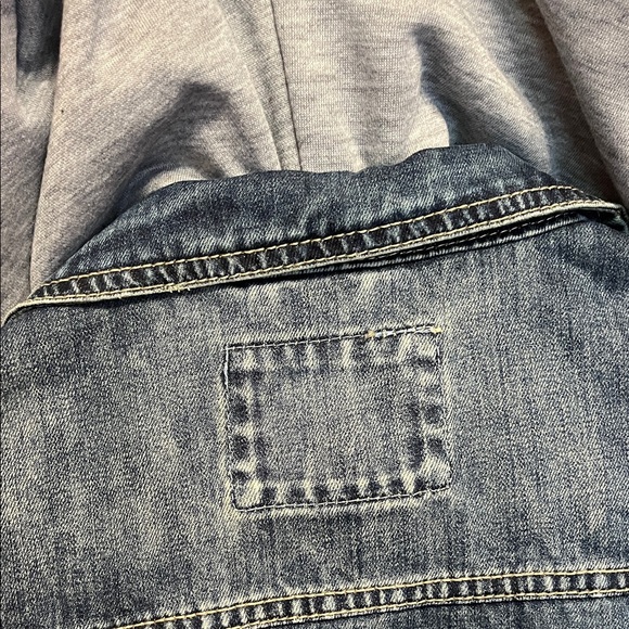 Victorious Blue Denim Vest with Removable Gray Hood - Picture 7 of 10